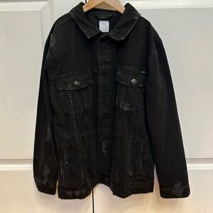 Zara Distressed Black Denim Jacket